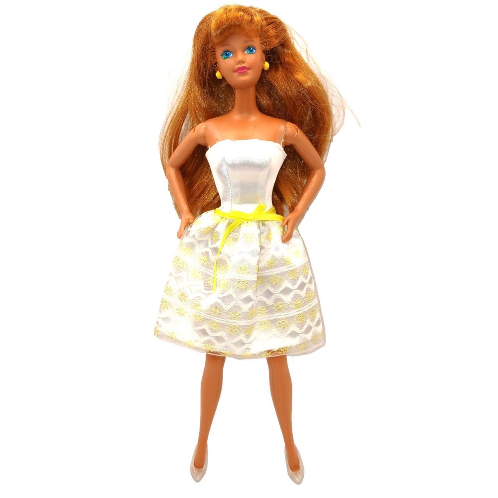 Vintage 1994 Camp Barbie Midge Doll #11077 In Genuine Barbie Dress White Yellow